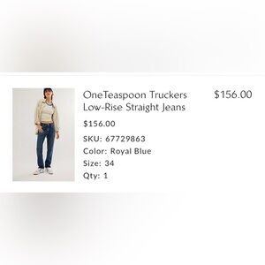 One Teaspoon blue jeans. Excellent condition.